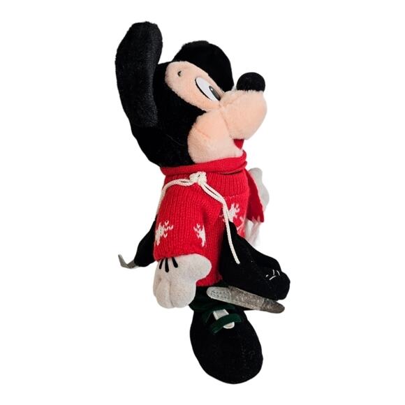 Vintage Disney Holiday Mickey Mouse Sweater & Ice Skates 12" Stuffed Plush Toy - Picture 5 of 10